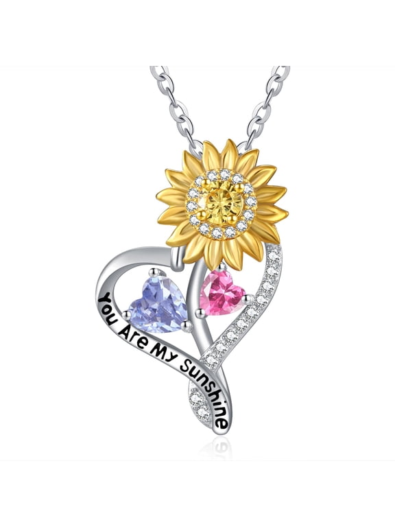 Sunflower Gifts for Women Birthstone necklace S925 sterling silver