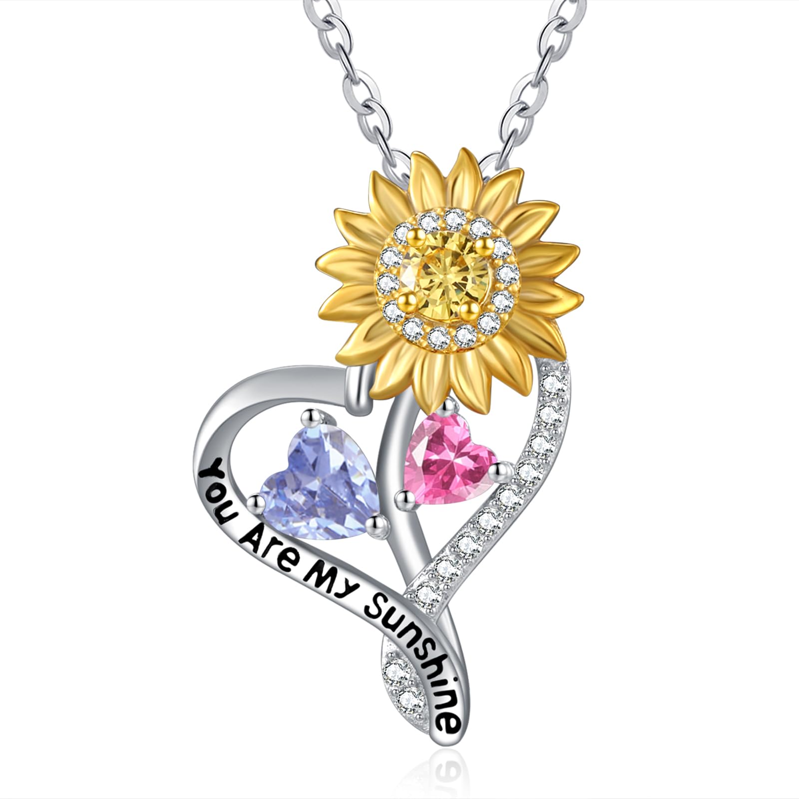 Sunflower Gifts for Women Birthstone necklace S925 sterling silver