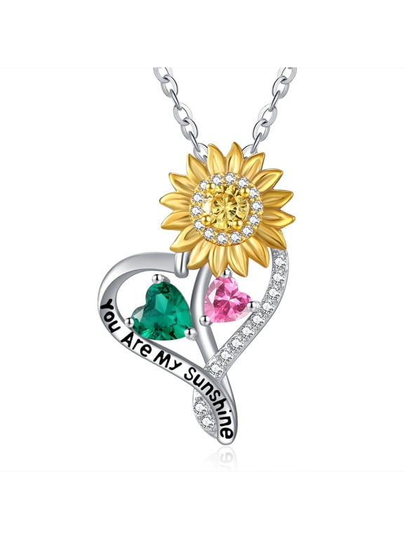 Sunflower Gifts for Women Birthstone necklace S925 sterling silver