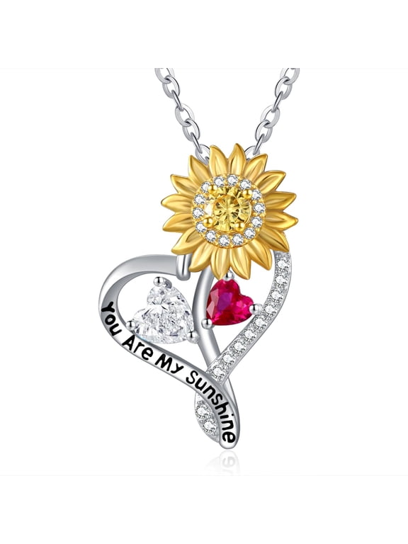 Sunflower Gifts for Women Birthstone necklace S925 sterling silver