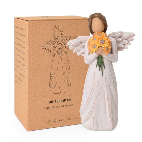 Sunflower Gifts for Women, Guardian Angel Statue, Angels Figurines, Woman Holding Sunflowers Figurines for Thanksgiving, Mother's Day or Birthday