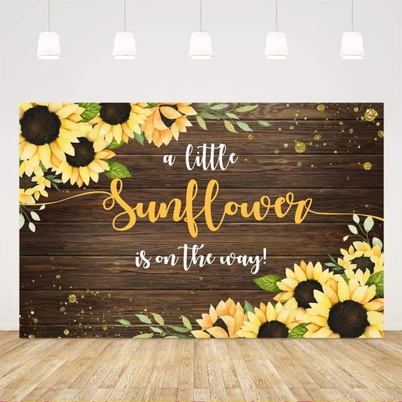Sunflower Girl Baby Shower Backdrop A Little Sunflower is on The Way Rustic Wood Sunflowers Photography Background Party Decor Supplies