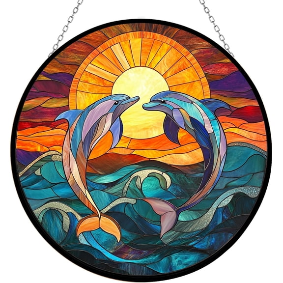 Sunflower Girl Mosaic Suncatcher Stained Glass Window Hanging Handmade Stained Glass Suncatchers Metal Chain Outdoor Garden Decor Gift for Women Christmas Thanksgiving