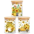 thumbnail image 1 of Sunflower Glass Storage Jars with Airtight Bamboo Lid Watercolor Gnome Truck Cookie Canisters Sets for Home Kitchen Countertop Decorations, 1 of 4
