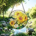 thumbnail image 1 of Sunflower Glass Suncatcher, Sunflower Window Hanging Garden Decor, Christmas Mother's Day, Valentine's Day Ornaments, 7.9 in, 1 of 3