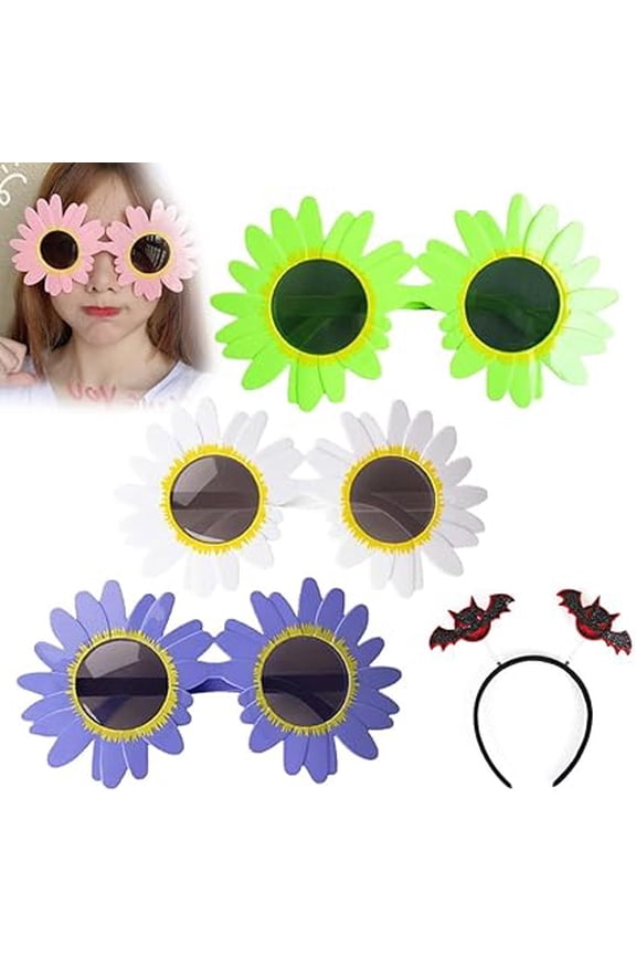 Sunflower Glasses for Costume,Women Funny Daisy Yellow Flower Sunglasses for Halloween