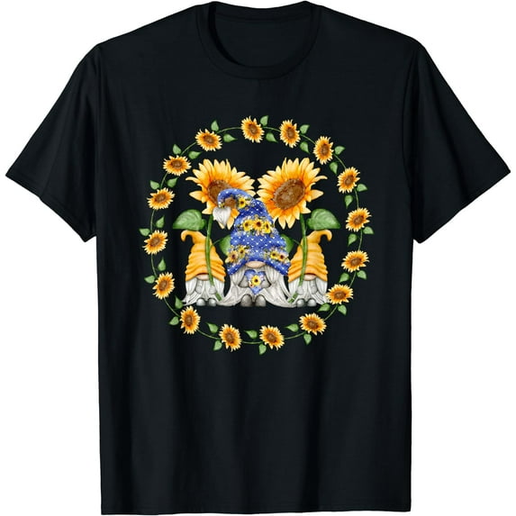 Sunflower Gnome For Women Shows Heart And Love For Summer T-Shirt Black Large