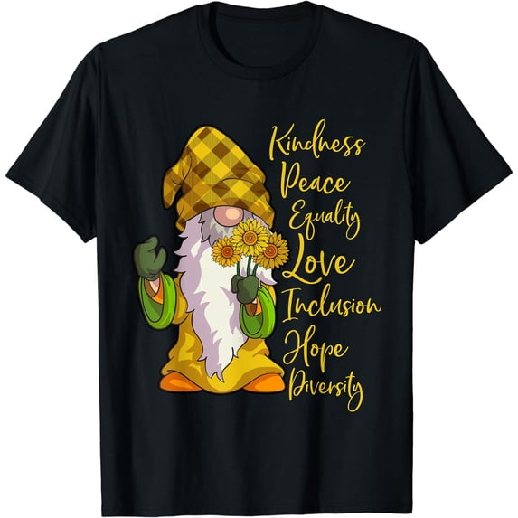 Sunflower Gnome Shirt Women Buffalo Plaid Girls Flower Lover T-Shirt