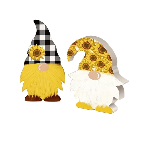 Sunflower Gnome Tabletop Ornament, Vintage Wooden Decor for Kitchen, Dining Room, Living Room, Thanksgiving, Holiday Party Decoration, Whimsical Home Decor Gift