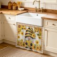 thumbnail image 1 of Sunflower Gnomes Cabinet Curtains 35"W x 35"L, Summer Botanical Bee Yellow Plaid Rustic Sink Skirt for Bathroom Vanity Kitchen Self Adhesive, Dust-Proof Privacy Curtain for Shelves Closet Laundry, 1 of 9