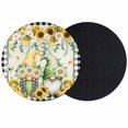 thumbnail image 1 of Sunflower Gnomes Coasters Set of 2, Absorbent Coasters for Drinks, Spring Farmhouse Vintage Daisy Leaf Plaid Coaster for Desk Coffee Table Protection, Home Decor House Warming Gifts 4", 1 of 8