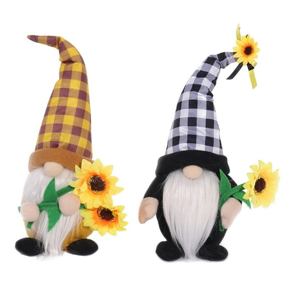 Sunflower Gnomes Decorations, Summer Gnomes Home Decor, Sunflower Gnomes Plush, 2 PCS Scandinavian Swedish Nisse Tomte Home Decor, Farmhouse Sunflower Tiered Tray Kitchen Household Decorations