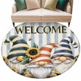 thumbnail image 1 of Sunflower Gnomes Large Area Rugs for Bedroom Living Room, Soft Non Slip Carpet Bedside Rug, Farmhouse Striped Bee Yellow Summer Flower Round Floor Cover Kitchen Accent Rug 7' for Dining Room/Office, 1 of 9