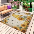 thumbnail image 1 of Sunflower Gnomes Outdoor Rug 5x8 Ft, Non Slip Washable Area Rug, Farmhouse Leaf Floral Spring Summer Patio Rugs Carpet Runner, Large Floor Mat for Indoor/Outdoor Deck Porch Camping, 1 of 8