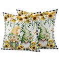 thumbnail image 1 of Sunflower Gnomes Outdoor Waterproof Pillow Covers, Spring Farmhouse Country Daisy Leaf Plaid Decorative Square Throw Pillowcase Sofa Cushion Sham for Patio/Couch/Chair, 18"x18" 2 Pack, 1 of 8