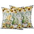 thumbnail image 1 of Sunflower Gnomes Outdoor Waterproof Pillow Covers, Spring Farmhouse Daisy Leaf Wooden Grain Decorative Square Throw Pillowcase Sofa Cushion Sham for Patio/Couch/Chair, 18"x18" 2 Pack, 1 of 8