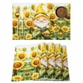 thumbnail image 1 of Sunflower Gnomes Placemats Set of 4 Spring Summer Botanical Florals Place Mats Indoor Wipeable Table Mats Washable Cloth Dining Table Placemats for Kitchen Holiday Party Home Decor 13x19 Inch, 1 of 9