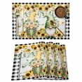 thumbnail image 1 of Sunflower Gnomes Placemats Set of 8, Spring Farmhouse Daisy Leaf Wooden Grain Placemats for Dining Table, Place Mats for Kitchen Tabletop, Waterproof Wipeable Dining Table Mats Set, 1 of 9