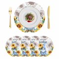thumbnail image 1 of Sunflower Gnomes Round 13 Inch Placemats Set of 4, Summer Botanical Elegant Floral HeatResistant Non Slip Place Mats for Dining Table, Wipeable Braided Kitchen Table Mats for Housewarming, 1 of 9