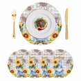 thumbnail image 1 of Sunflower Gnomes Round 13 Inch Placemats Set of 4, Summer Botanical Floral Grey Plaid HeatResistant Non Slip Place Mats for Dining Table, Wipeable Braided Kitchen Table Mats for Housewarming, 1 of 9