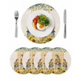 thumbnail image 1 of Sunflower Gnomes Round 15 Inch Placemats Set of 4, Spring Eucalyptus Floral Orange Plaid HeatResistant Non Slip Place Mats for Dining Table, Wipeable Braided Kitchen Table Mats for Housewarming, 1 of 9