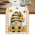 thumbnail image 1 of Sunflower Gnomes Table Runner 72 Inches, Summer Botanical Bee Yellow Plaid Bed Runner Dresser Scarves Tabletop for Indoor Outdoor Parties/Ceremony/Banquet, 13" x 72", 1 of 9