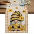 thumbnail image 1 of Sunflower Gnomes Table Runner 72 Inches, Summer Botanical Bee Yellow Plaid Rustic Bed Runner Dresser Scarves Tabletop for Indoor Outdoor Parties/Ceremony/Banquet, 18" x 72", 1 of 9