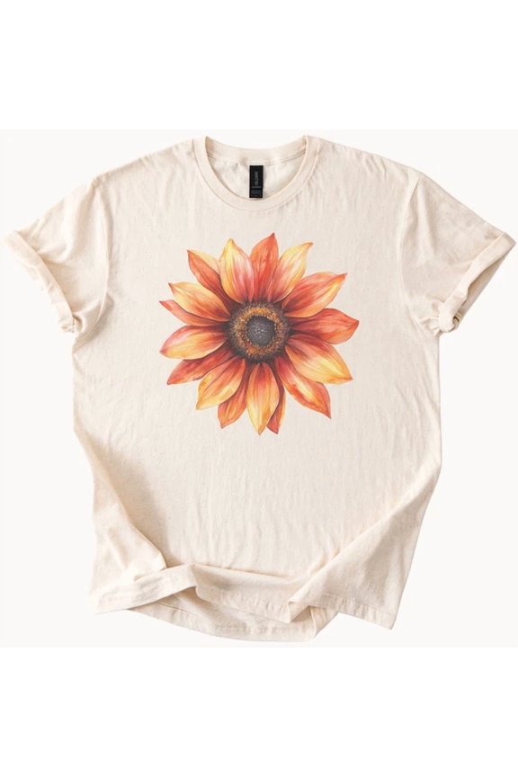 Sunflower Graphic T Shirt Floral Tee Yellow Orange Flower Shirt Size S-5Xl Heygategoo Tee