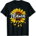 thumbnail image 1 of Sunflower Graphic Tshirt for Women Mama With Yellow Sunflower Floral Mothers Day Casual Short Sleeve Tops Black Large, 1 of 4