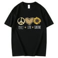 thumbnail image 1 of Sunflower Graphic Tshirts for Women Peace Love Sunshine Tee Hippie Lover Casual Short Sleeve Tops Black Large, 1 of 4