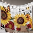 thumbnail image 1 of Sunflower Gray Check Large Tapestry for Bedroom Wall Hanging Tapestry, Farmhouse Flowers Butterfly Ceiling Backdrop Tapestries Poster Blanket Wall Decor for Teens Room Living Room Dorm 85" x 90", 1 of 8
