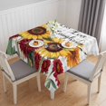 thumbnail image 1 of Sunflower Gray Check Table Cloth Waterproof Tablecloths, Farmhouse Flowers Butterfly Tablecloth Dining Table Cover for Kitchen Party Tabletop Outdoor, Square Tablecloth 54x54 Inch, 1 of 9