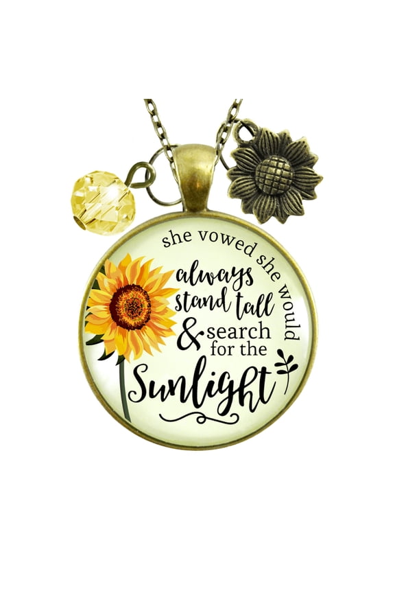 Sunflower Gutsy Goodness Bronze Metal Necklace Adult Female Metal Jewelry
