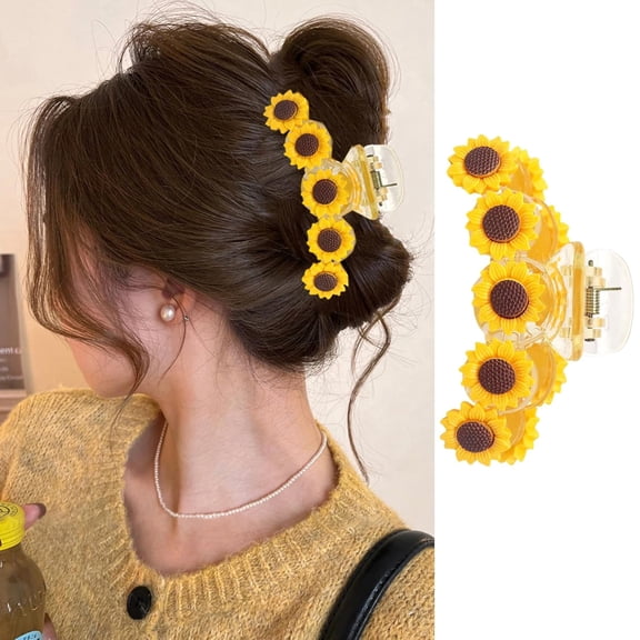 Sunflower Hair Clips Flower Hair Claw Clips Large Acrylic Hair Accessories Strong Hold Jaw Clamps Spring Summer Floral Hair Catch Clip Cute Clamps Clips Fashion Hairpins Non Slip Jaw Clip for Women