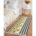 thumbnail image 1 of Sunflower Hallway Runner Rug 2x6ft,Black White Buffalo Plaid Check Country Bee Washable Woven Living Room Bedroom Kitchen Bathrom Carpet with Tassels,Indoor Outdoor Throw Door Mat for Entryway, 1 of 5