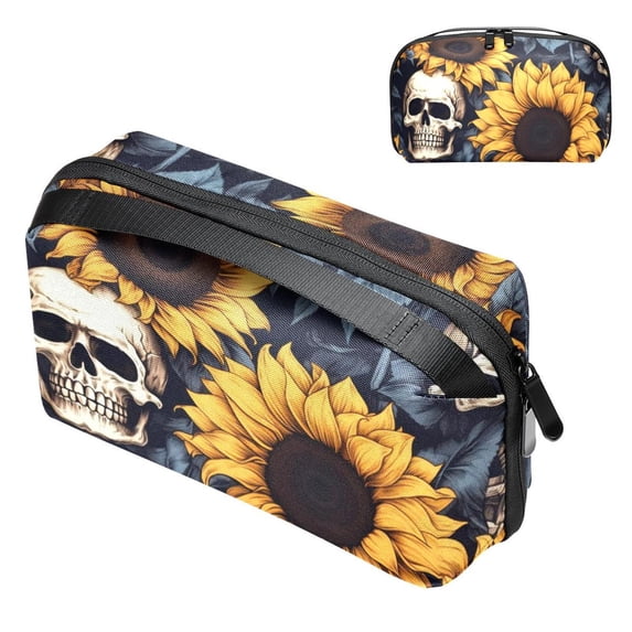 Sunflower Hard Drive Case - Waterproof Oxford Fabric Digital Bag for Cable Cord Organizer, Cable Box Organizer Small - 5.9x9.44x3.14 in