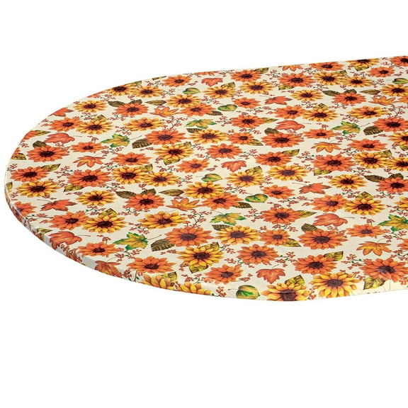 Sunflower Harvest Elasticized Table Cover, 42" x 68" Oval/Oblong