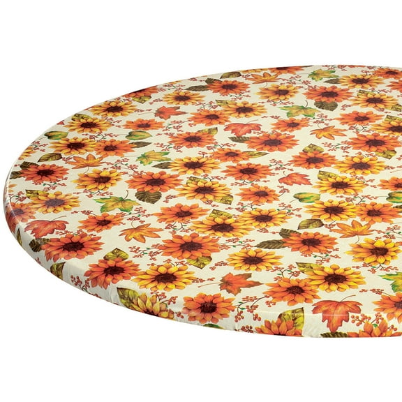Sunflower Harvest Elasticized Table Cover, 45" - 56" dia. Round