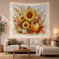 thumbnail image 1 of Sunflower Harvest with Pumpkins and Wheat, Warm Rustic Watercolor for Flower Lovers, Botanical Wall Art, Thanksgiving Hostess Gift, Tapestry Wall Hanging for Kitchen and Entryway, 1 of 7