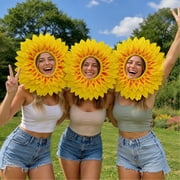 Sunflower Headgear, Funny Performance Props, Sunflower Hat Hood for Dance Party Festival Games Kids Teens Adults 46cm
