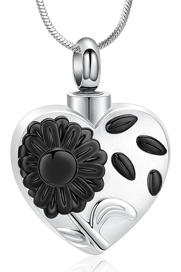 Sunflower Heart Urn Necklace for Ashes Heart Ashes Cremation Necklace for Human / Pet Memorial Keepsake Necklace of Loved Ones
