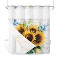 thumbnail image 1 of Sunflower No Hook Shower Curtain Waterproof,Bathroom Curtains with Snap in Liners and See Through Top Window,Retro Country Garden Floral Blue Wildflower Hotel Style Bathtub Curtains Shower 72"Wx78"L, 1 of 8