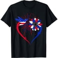 thumbnail image 1 of Sunflower Hummingbird American Flag Pride Heart 4th Of July T-Shirt, 1 of 3