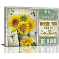 thumbnail image 1 of Sunflower Hummingbird Pictures Wall Art Country Floral Farmhouse Flower Bathroom Decor Sunflower Canvas Painting Framed Artwork for Bathroom Living Room Kitchen Bedroom 16"x12", 1 of 5