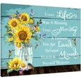 thumbnail image 1 of Sunflower Hummingbird Wall Art Canvas Inspirational Quotes Poster Print Modern Farmhouse Yellow Flower Teal Vase Vintage Wood Artwork Decor Bathroom Bedroom Living Room Wall Hanging 16x12Inch, 1 of 6