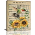 thumbnail image 1 of Sunflower Hummingbird Wall Art Hymn Pictures Wall Decor It Is Well With My Soul Canvas Print Painting Artwork Framed Home Office Decoration For Kitchen Bathroom Bedroom Living Room 12"x16", 1 of 6