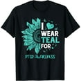 thumbnail image 1 of Sunflower I Wear Teal Ribbon For PTSD Awareness T-Shirt, 1 of 4