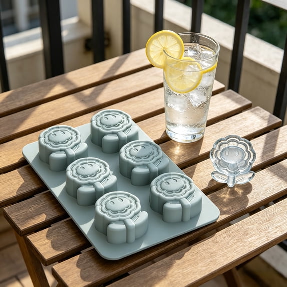 Sunflower Ice Mold 6 Cavities Summer Ice Cube Tray Floral Baking Mold Flower Ice Ball Maker for Beverages Drinks Bar Party Decor