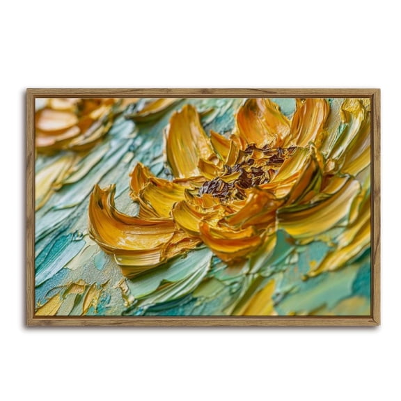 Sunflower Impasto Art Decor Horizontal Canvas Wall Art with Lightweight Foam Frame - Durable and Ready to Hang, Modern Decorative Print for Living Room, Bedroom, Or Office