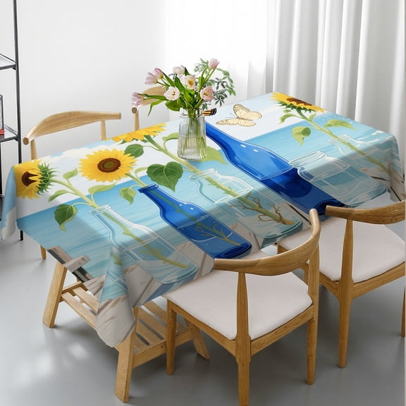 Sunflower In Vase Tablecloths for dining table, - Holiday-Themed Design Rectangular Tablecloth, Cafe, dinner,picnic, wedding, party